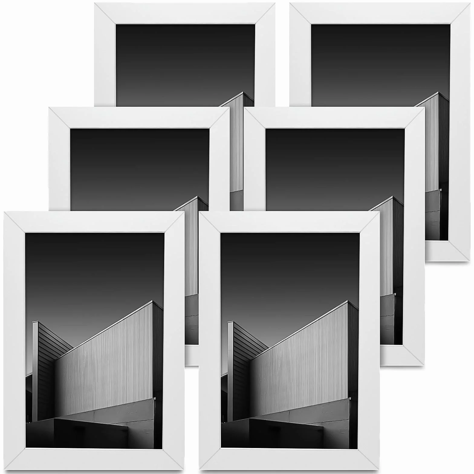 Juego de 6 Marco 10x15 cm, marco de fibra de densidad media con Lámina acrílica transparente, Diseño Elegante y Delgado para Exposición en Pared o Mesa, para fotos, pósteres, rompecabezas