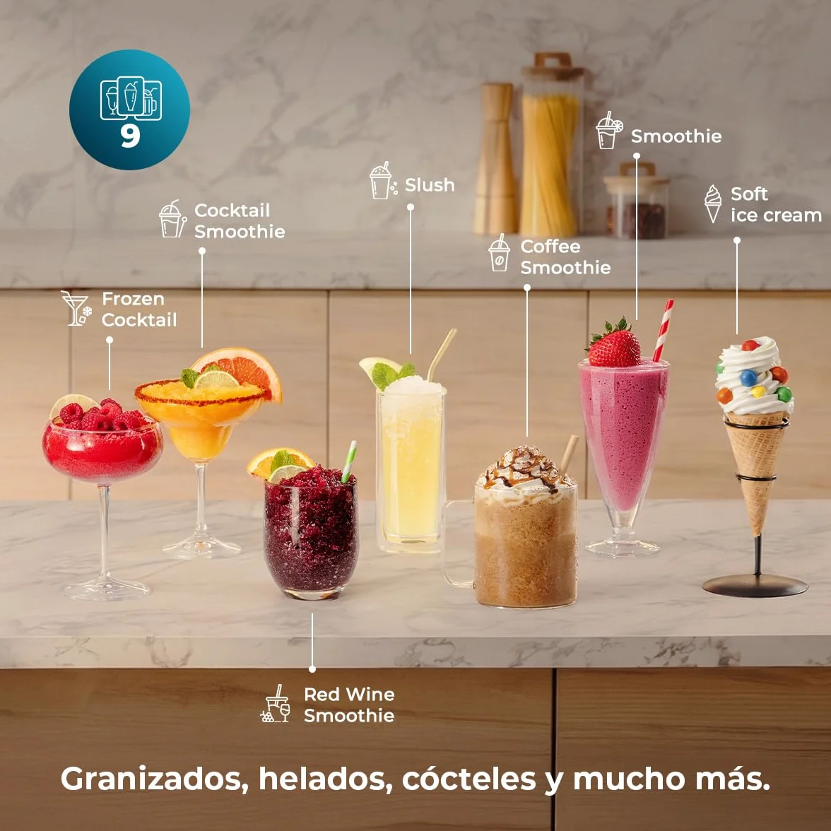 Cecotec Máquina de Granizados - Heladera - 1,5L - Twist&Ice Cream B. 210W, Control Táctil, 9 Modos Automáticos, Refrigeración sin Precongelar, Boquilla sin Goteo, Refrescos Caseros al Momento