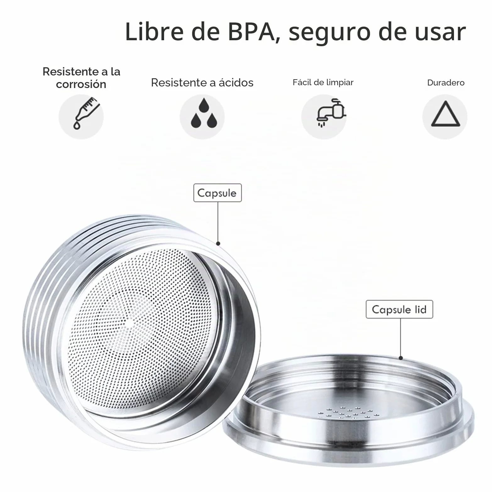 Cápsulas de café Reutilizables de Acero Inoxidable Filtro de Taza de cápsula de café Reutilizable Compatible con Delta Q