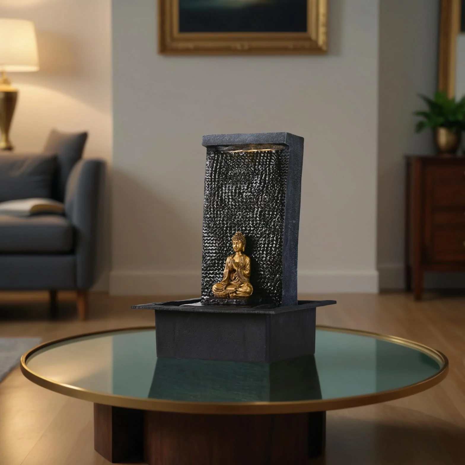 Zen'Light Zenitude Fuente de poliresina Negra 31 x 31 x 42 cm