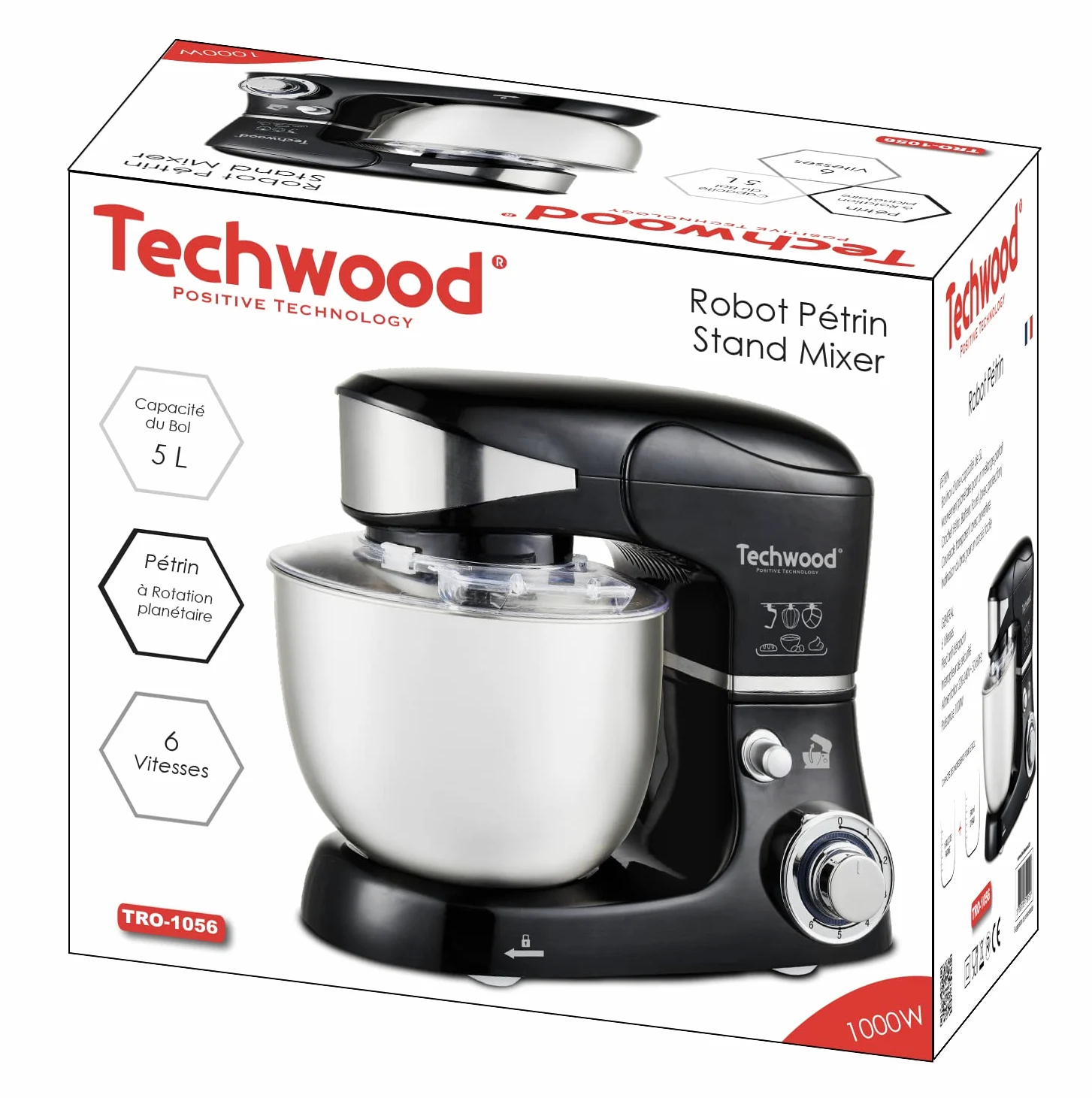 Techwood - Robot amasado (5 L-1000 W), color negro