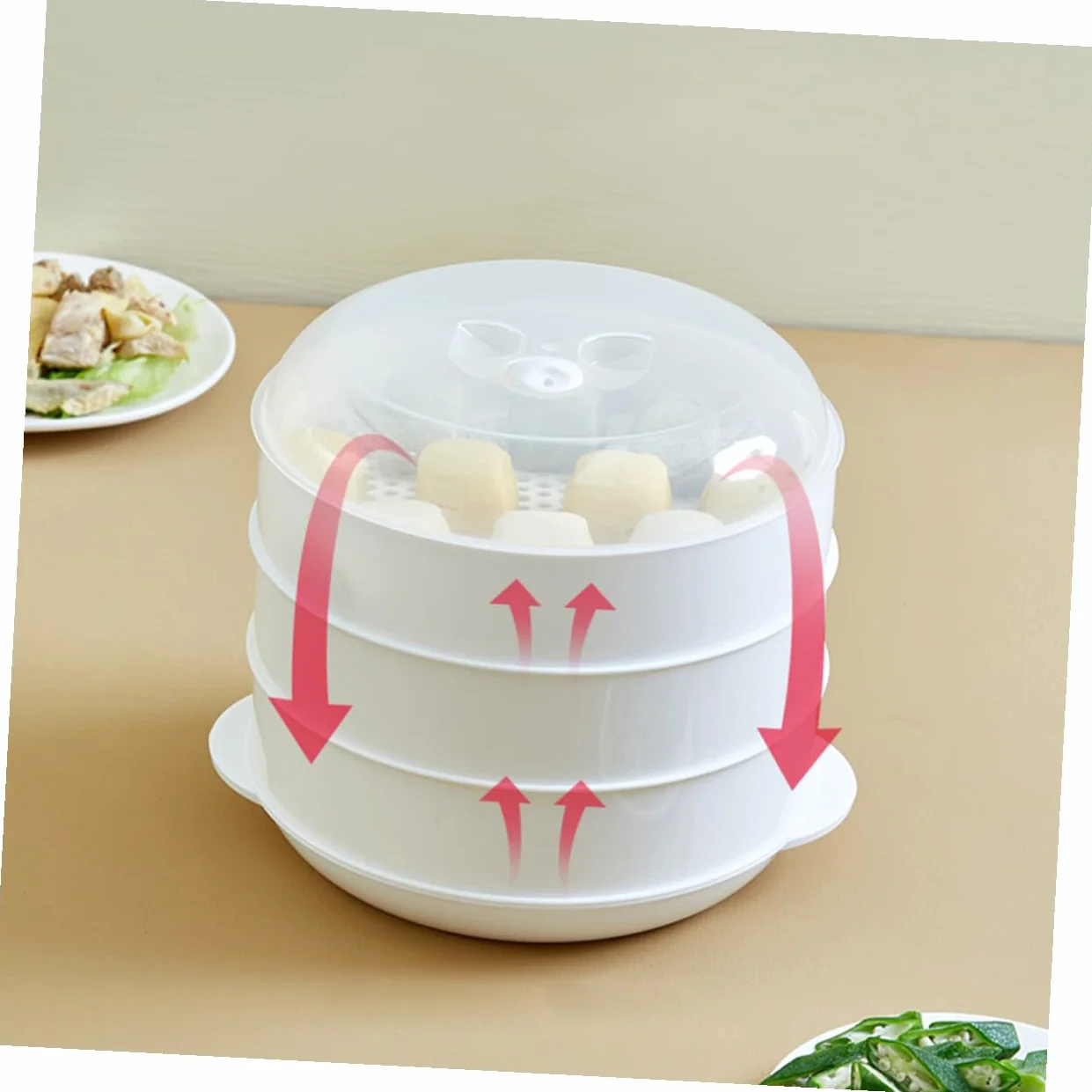 Cocedor al Vapor Microondas Tapa Resistente al Calor Apto para Verduras Pasta y Arroz Utensilio Cocina Fácil Limpieza y Duradero