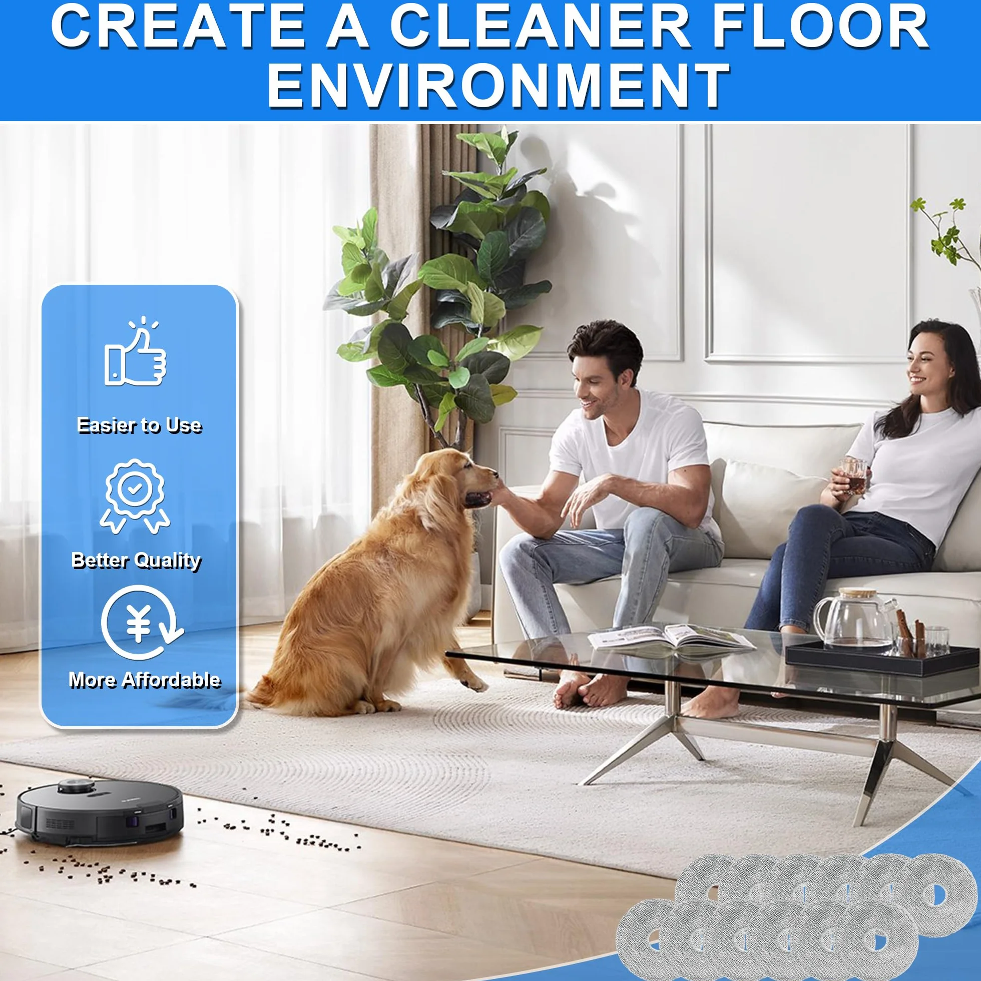 12 Piezas Toallitas de Microfibra Compatibles con Robot Aspirador para Dreame X50 X40 L20 Ultra Complete L50 L40 L10 L10s Pro Ultra X20, Almohadillas Reutilizables Lavables Accesorios