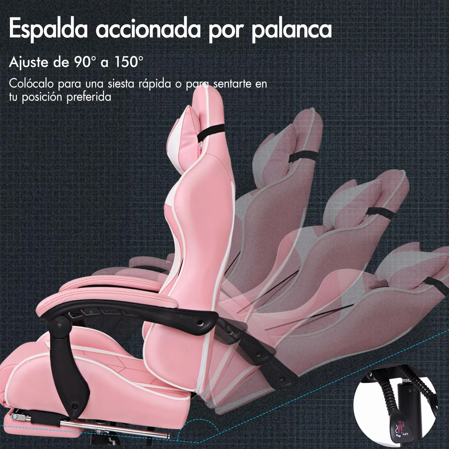 ALFORDSON Silla Gaming Escritorio con Masajeador, Silla Gamer Ergonómica Cojín Lumbar y Cervical, Reposapiés Retráctil, Ruedas Giratorias 360°, para Oficina, Videojuego, Ordenador, Cuero PU(Rosa)