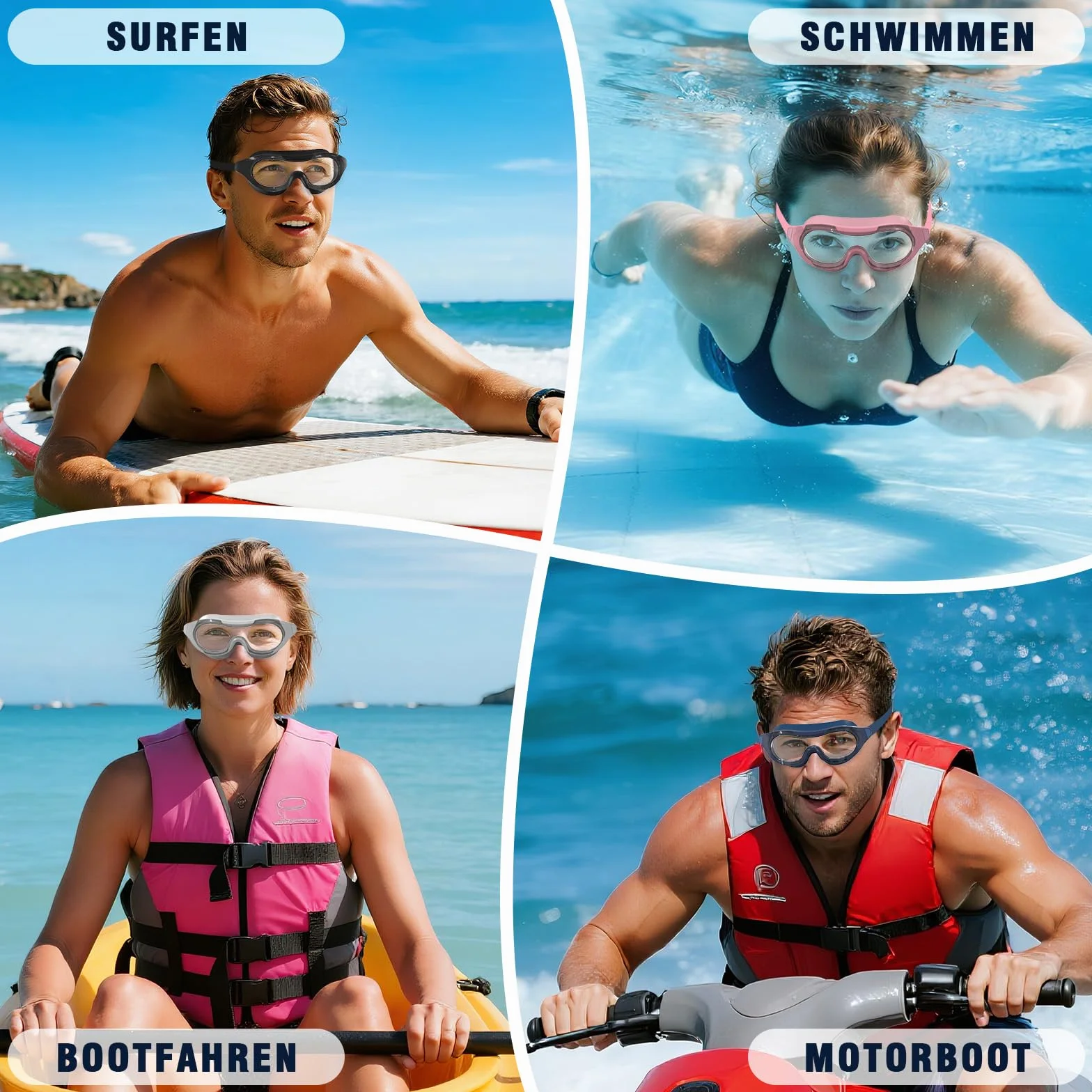 Gafas Natacion Hombre Adultos Montura Grande Antivaho Proteccion UV Lentes HD Unisex Buceo Deportes Acuaticos