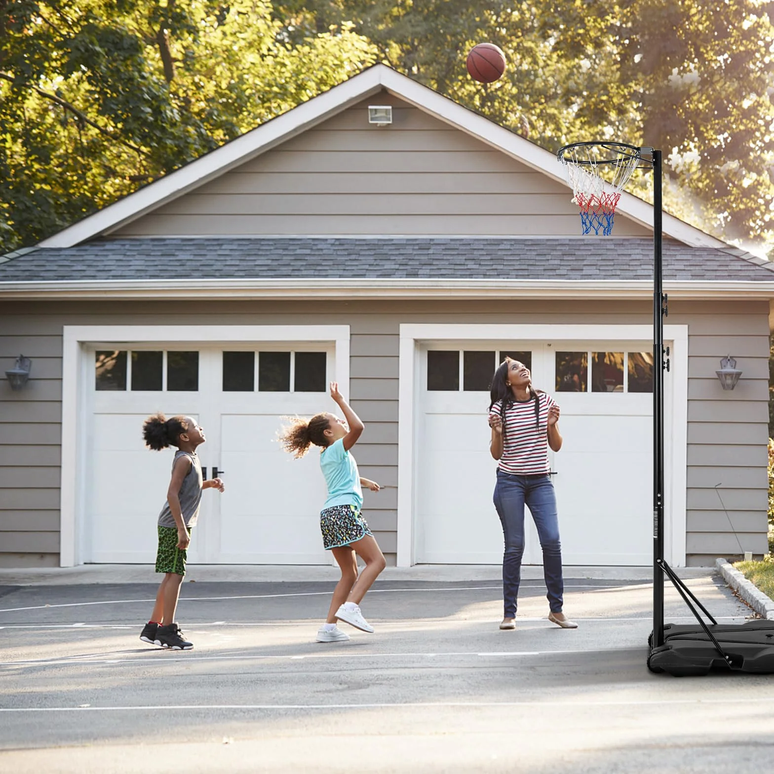 COSTWAY Canasta Baloncesto Exterior Altura Ajustable 2.6-3.5 m Móvil con Ruedas Aro Baloncesto Niños Adultos