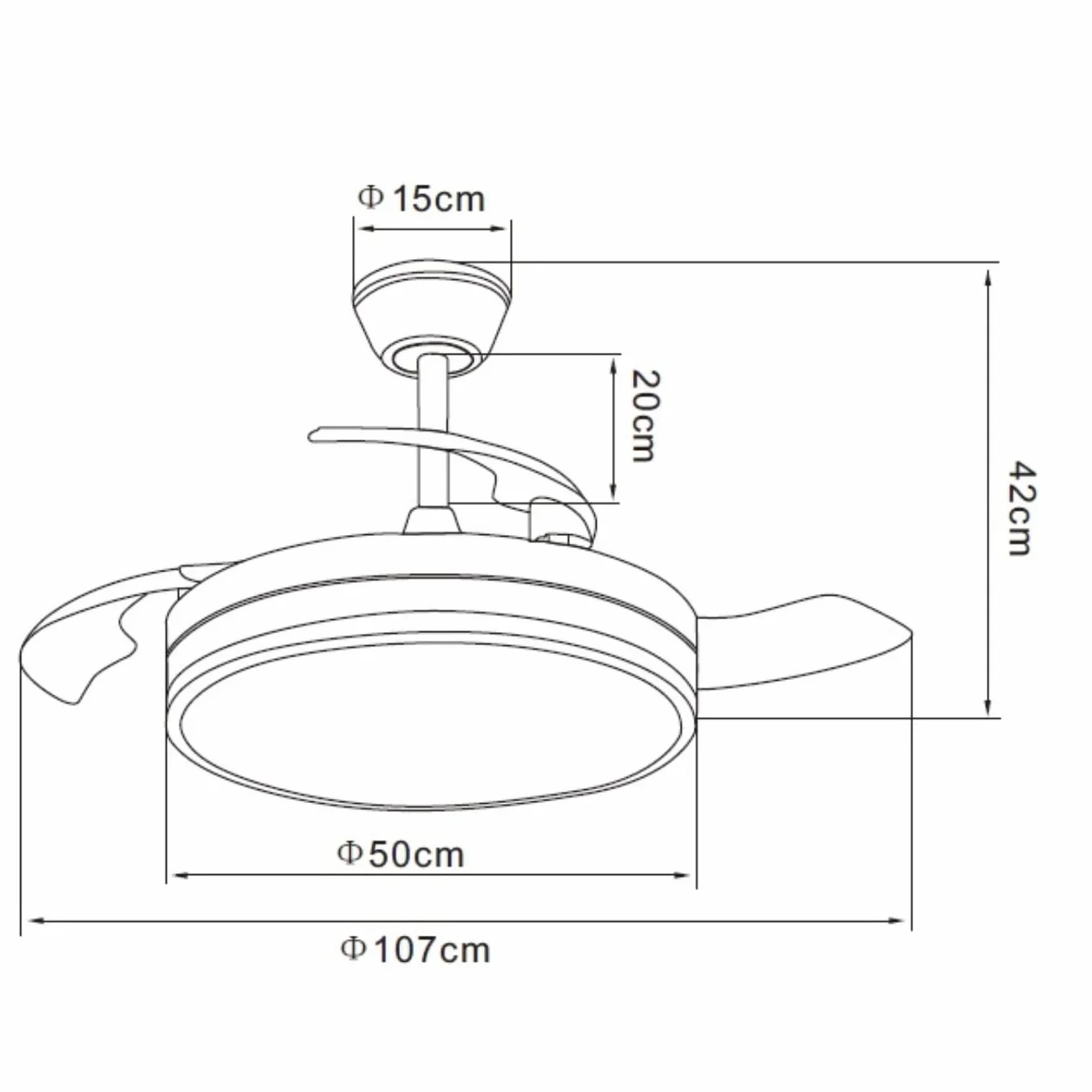 NARVI Ventilador de Techo Blanco con Luz LED Regulable, Motor DC 30W Silencioso de Bajo Consumo, Lámpara Ventilador con Mando a Distancia, 3 Aspas Retráctiles, Función Invierno Verano, LOVANIA 1576 WH