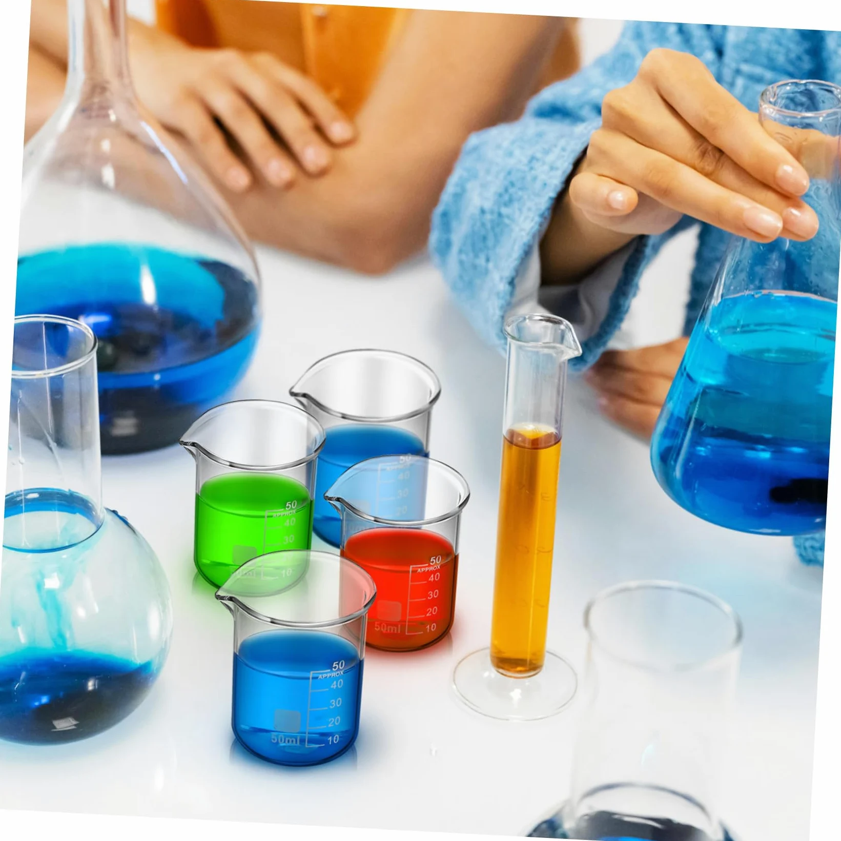 Vasos Medidores de Vidrio de 50ml Graduación y Uso Versátil Fáciles de Limpiar Set de 20 para Laboratorio y Experimentos Científicos