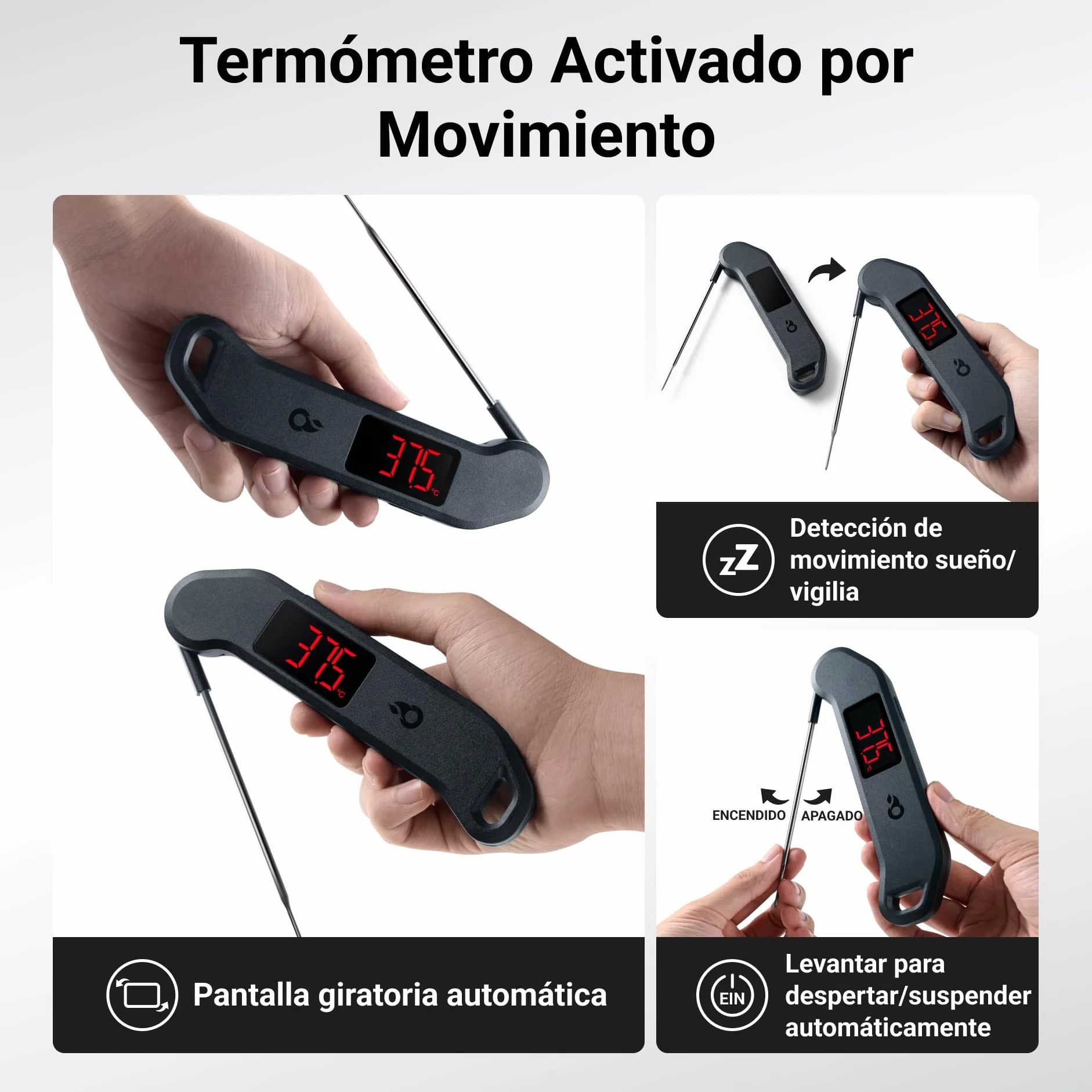 ThermoMaven F1 Stealth Termómetro de Cocina Digital para Carne, Lectura Instantánea en 1 s, Precisión Certificada NIST ±0,3 °C, Impermeable IP65, Pantalla LED Grande, Imán para BBQ, Horno y Plancha