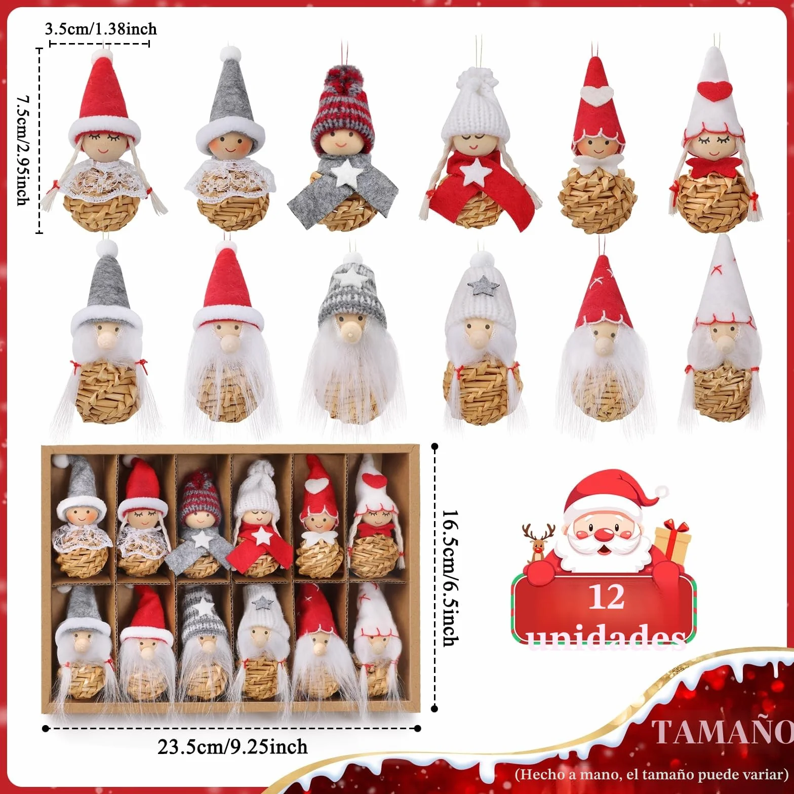 Decoracion Navidad Arbol, Gnomo Adornos Navidad Decoración Originales 2026, 12 Piezas Angeles Figuras Christmas Tree Decorations, Enfeites Decoração de Natal, Detalles Navideños para Regalar