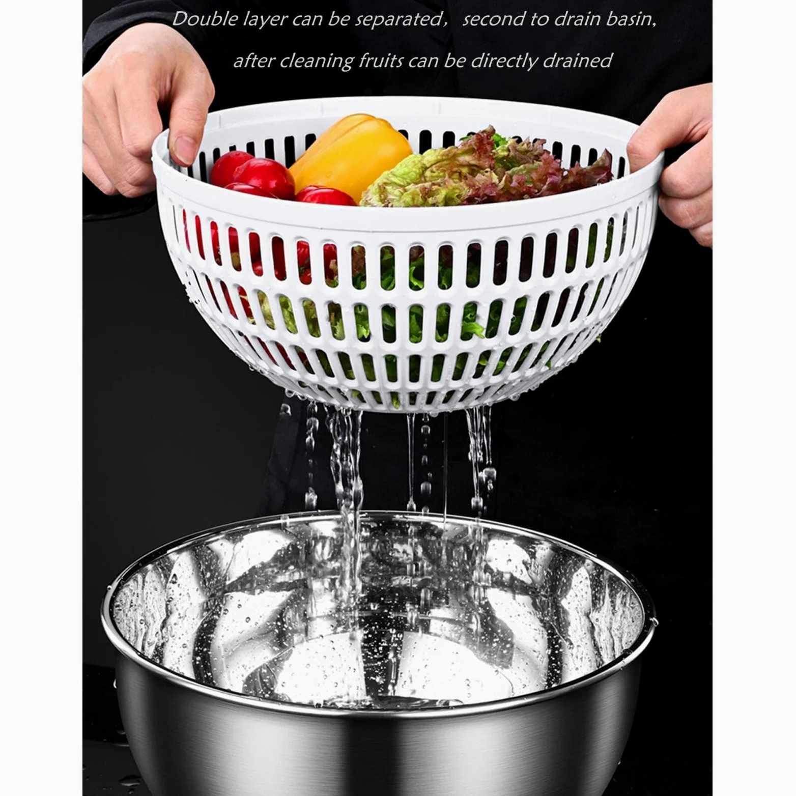 Centrifugador de ensalada de acero inoxidable rápido para verduras ensaladas frutas