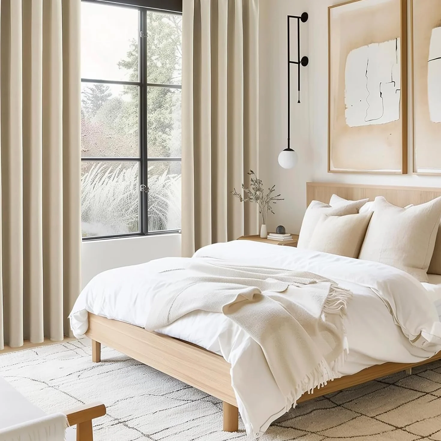 Topfinel Cortinas Térmicas Aislantes Opacas con Ojales 140x175 Beige 2 Piezas
