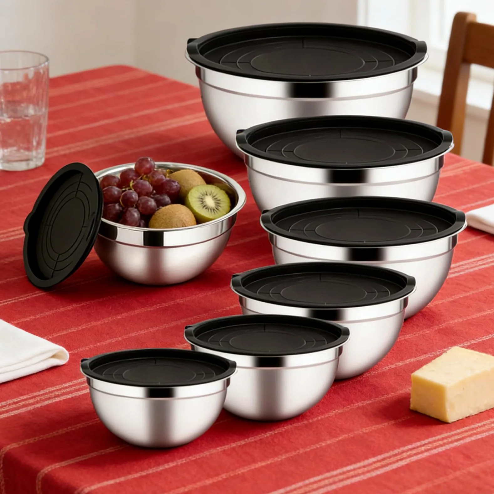 Juego De Bols Para Mezclar Con Juego de 7 Piezas Apilables Redondas con | Boles Para Mezclar Y Preparar Alimentos En La Cocina para la Preparación de Salsa