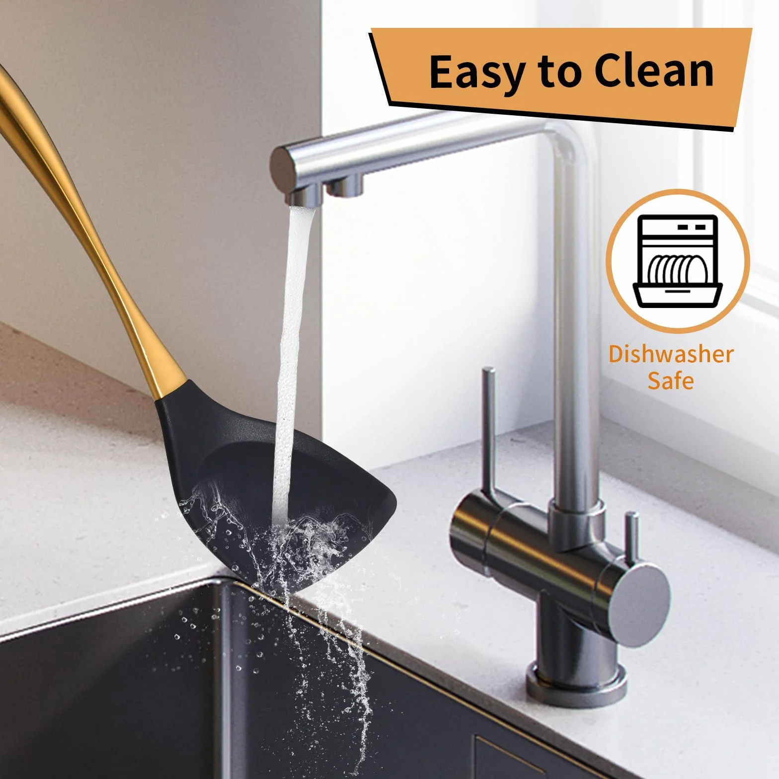 TEHAHA - Paquete de 2 espátulas de silicona, espátula de silicona de grado alimenticio y ranurada, espátula de silicona resistente al calor con mango de acero inoxidable, utensilios de cocina
