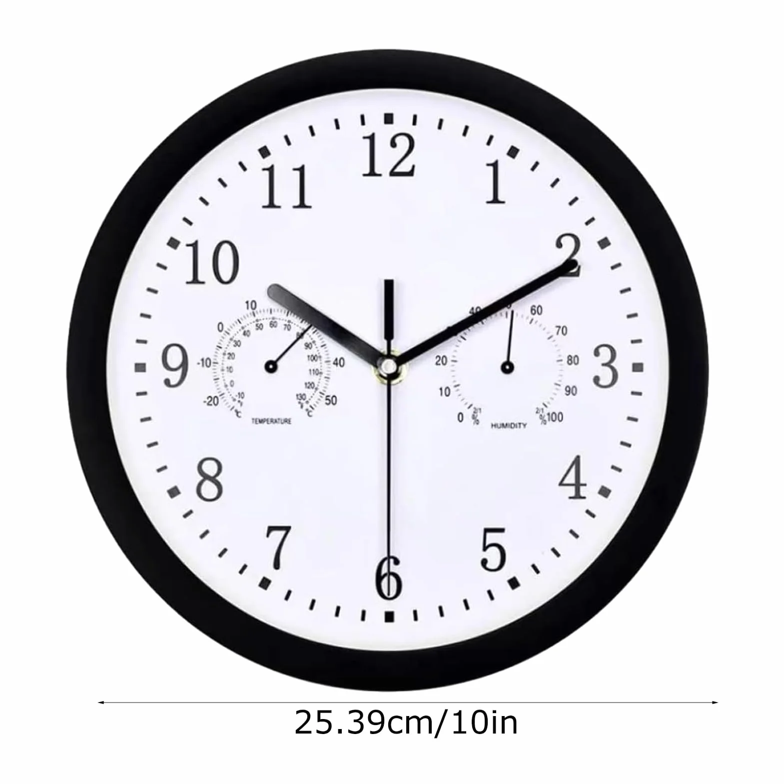 Reloj de pared exterior para exteriores, 25 x 25 cm, resistente a la intemperie, con termómetro e higrómetro, para terraza, balcón, jardín, decoración del hogar