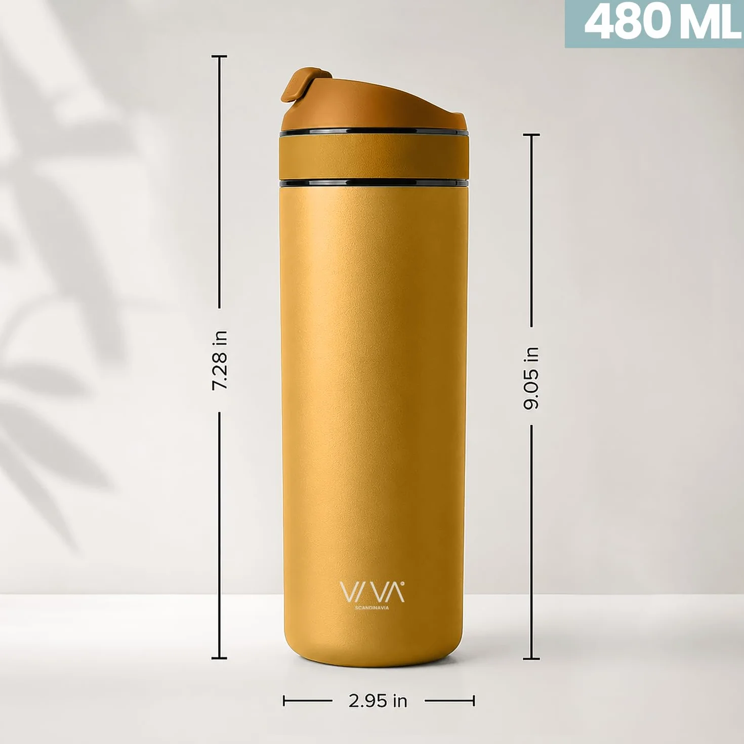 VIVA Recharge Botella Infusora de Te de Viaje, Acero, 460 ml | Acero inoxidable aislado con infusor extraible, hermetica, te en hojas frio o caliente