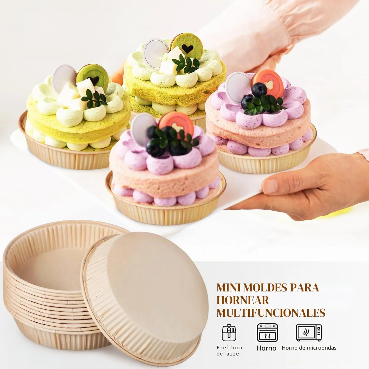 Housoutil Moldes Para Tartaletas Desechables 100 Unidades Mini Moldes Redondos 4.33X3.62X0.90 Pulg Para Hornear Tartas Quiches Postres Resistentes a La Grasa Aptos Horno Y Microondas