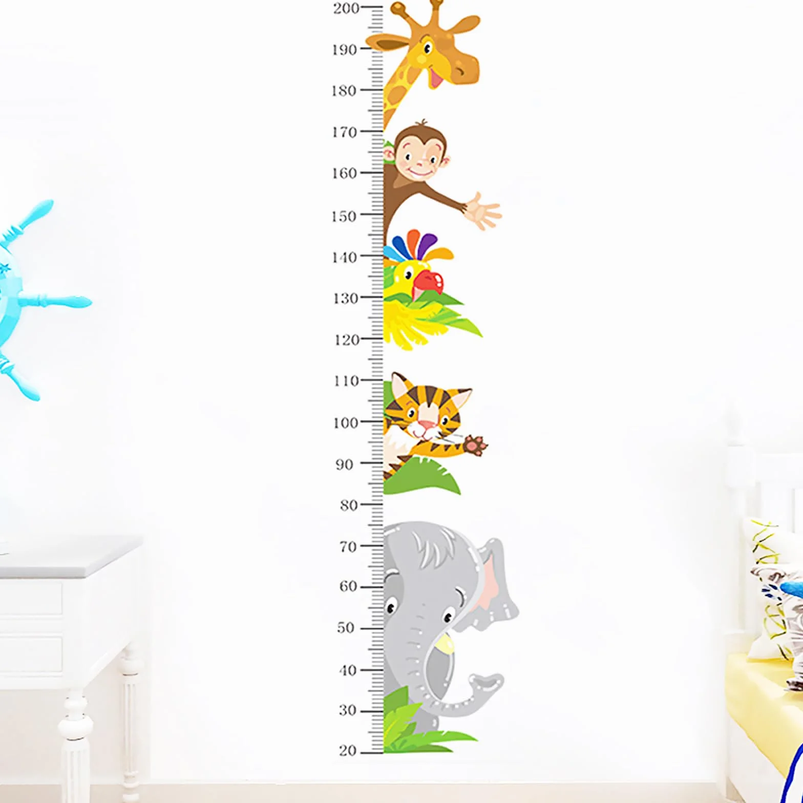 Graba de Pared para Niños 89 x 30 cm Medidor Altura Adhesivo Animales Impermeable