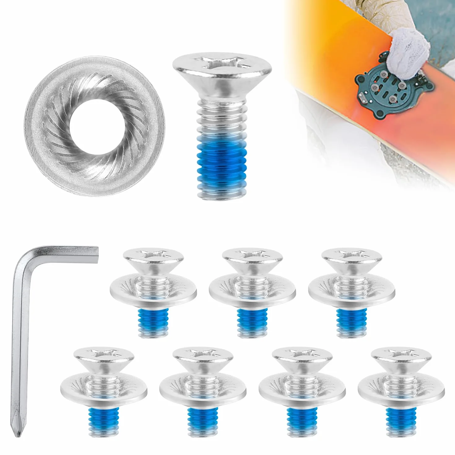 Juego de Tornillos de Fijación Snowboard con Destornillador Accesorios para Esquiar