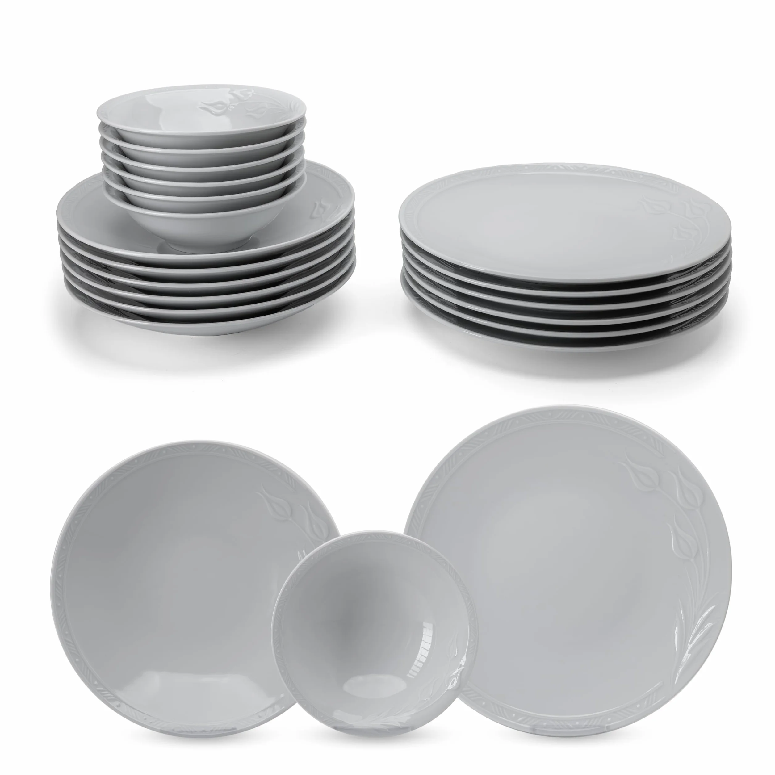 Güral Porselen Vajilla de Porcelana Rene, de 18 Piezas para 6 Personas – Completa de Porcelana Blanca