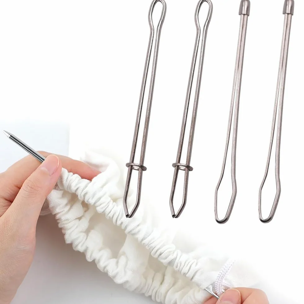 8 clips de enhebrador de cuerda, juego de herramientas de enhebrador de cordón, ganchos giratorios de metal fácil de tirar con pinza herramienta de costura para reemplazo de cordón para sudaderas,