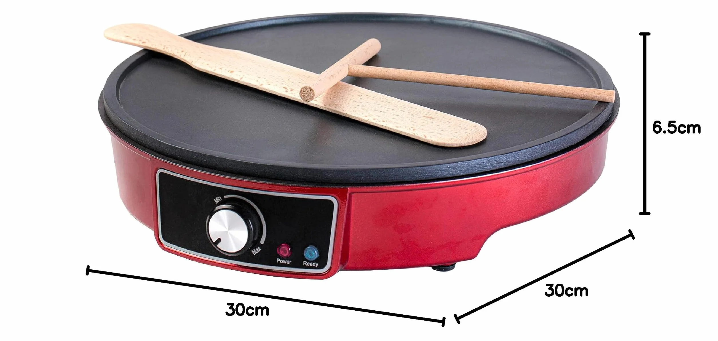 Gadgy® Crepera Crêpes Maker 1000W – Plancha Antiadherente de 30 cm con Temperatura Ajustable – Incluye Esparcidor y Espátula – Ideal para Crêpes, Panqueques, Tortitas, Wraps y Bacón