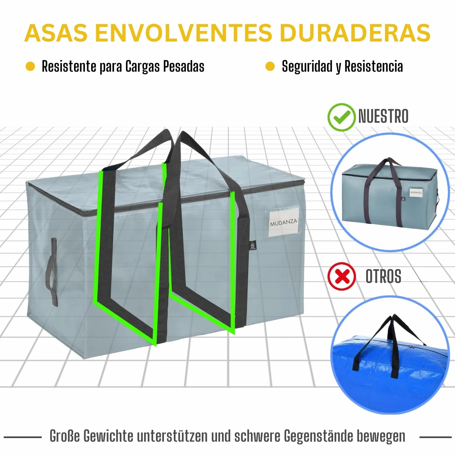 VENO Bolsas de mudanza extra grandes con cremalleras & Asas de Transporte, Cajas de Mudanza Resistentes para Ahorrar Espacio(Azul Claro,Pack de 4)