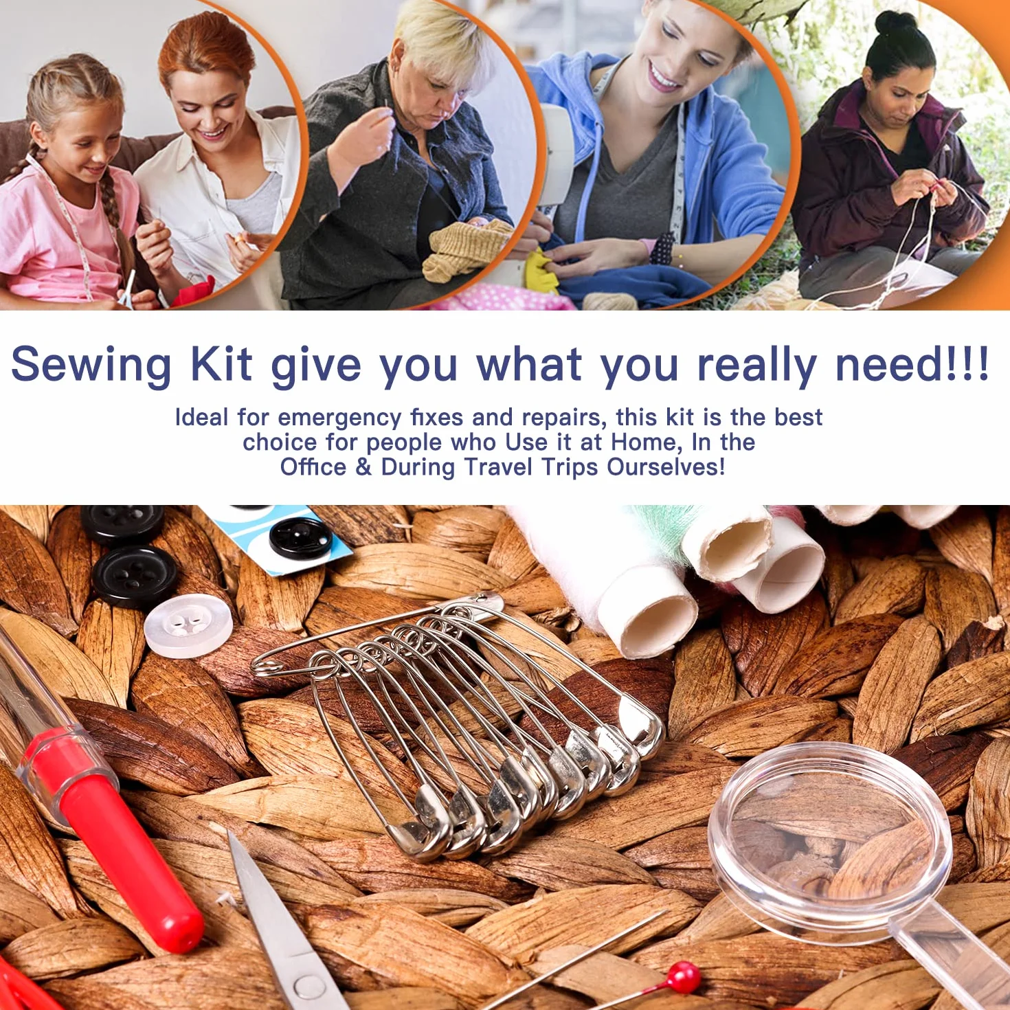 JUNING Kit de Costura,Costurero Accesorios Costura Kit de Accesorios para el Viajes y Principiantes y emergencias, M