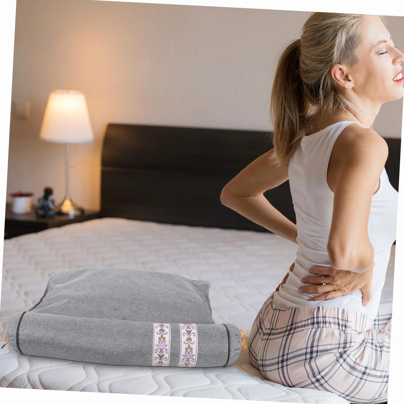 Cabilock Almohada Inteligente Cervical y Lumbar de Tela, Transpirable Soporte para Cuello y Espalda, Adecuado para Silla de Oficina y Coche