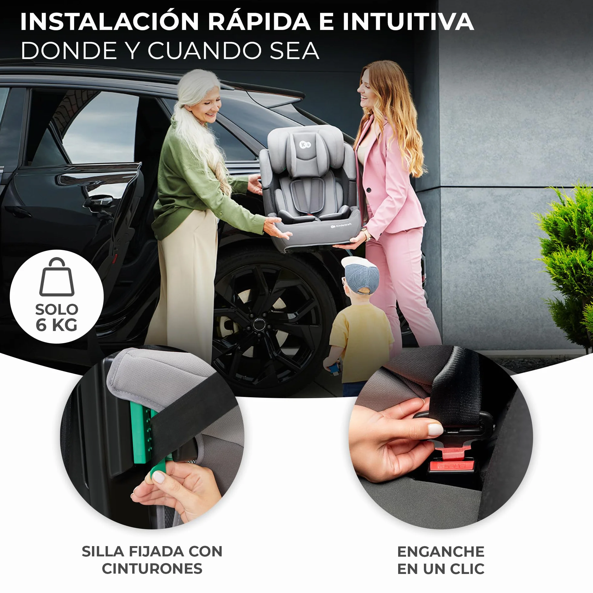 Kinderkraft COMFORT UP i-Size Silla coche bebé Grupo 1/2/3 9-36 kg Negro