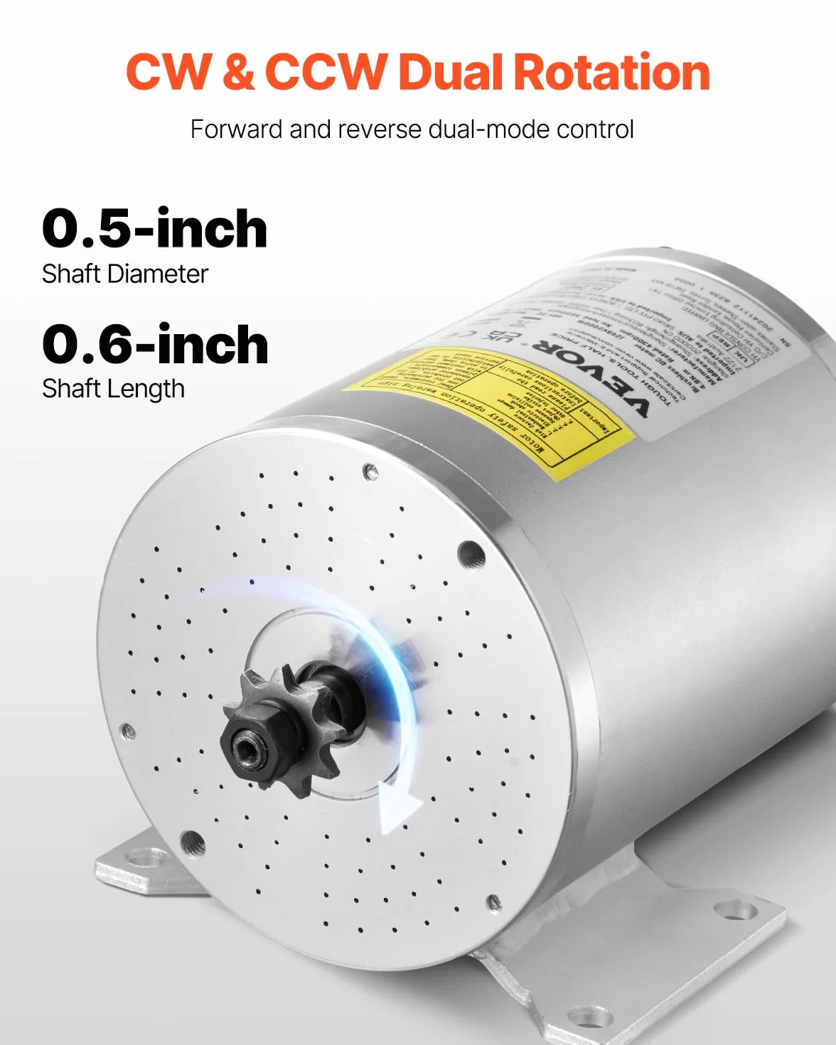 VEVOR Kit de Motor Eléctrico sin Escobillas de CC 2000 W 48 V 4300 RPM con Controlador de Velocidad