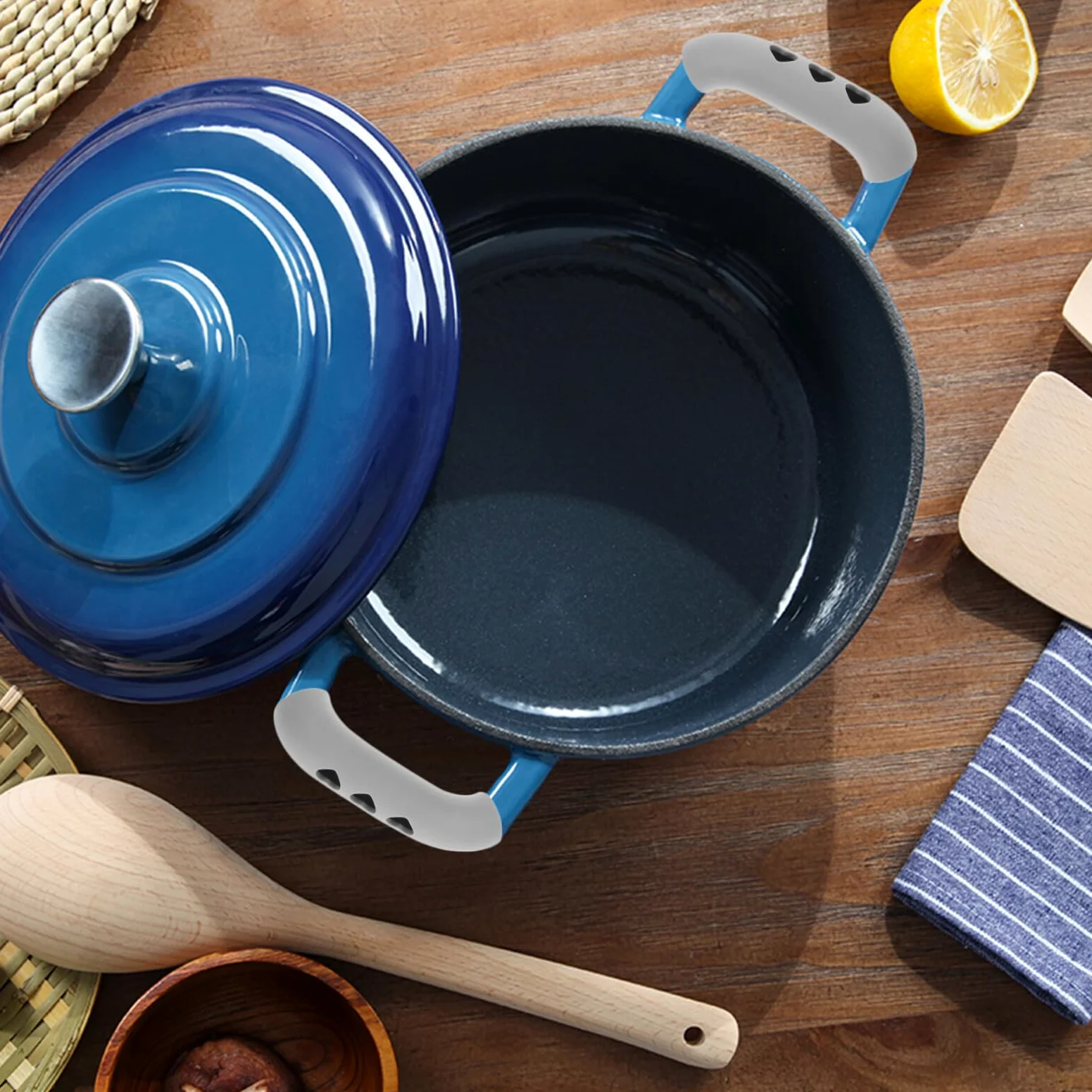 Fundas para Mangos de Olla Resistentes al Calor Antideslizantes de Plástico Duradero 80 Unidades Rojo Gris Claro Negro y Azul Protección Térmica para Sartenes Ollas