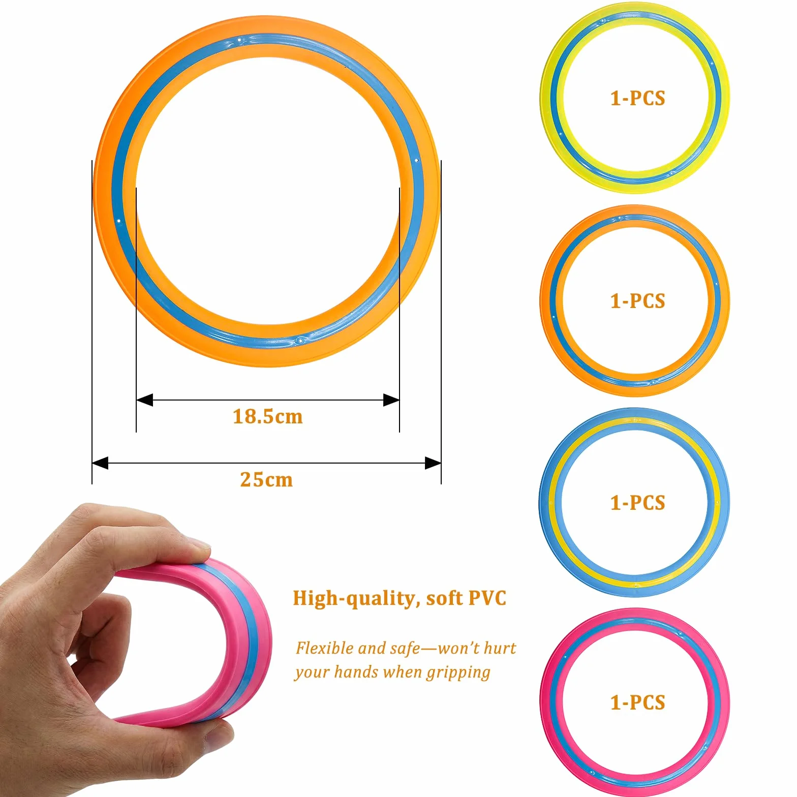 JIAC 4 Piezas Frisbee Ultimate Anillos de Lanzamiento Discos Voladores 25CM para Adultos y Perros