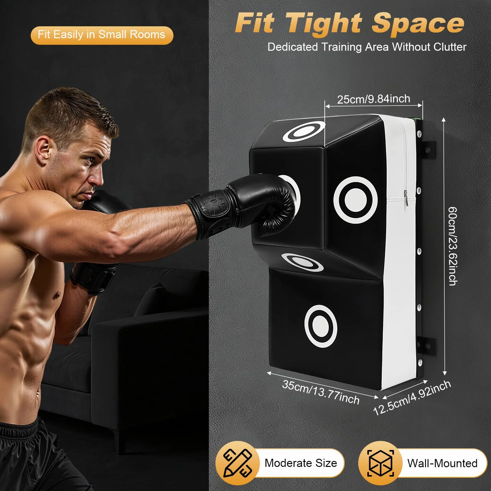 DWIKRYT Objetivo de Boxeo de Pared 35x25x60 cm con Punto de Marcado