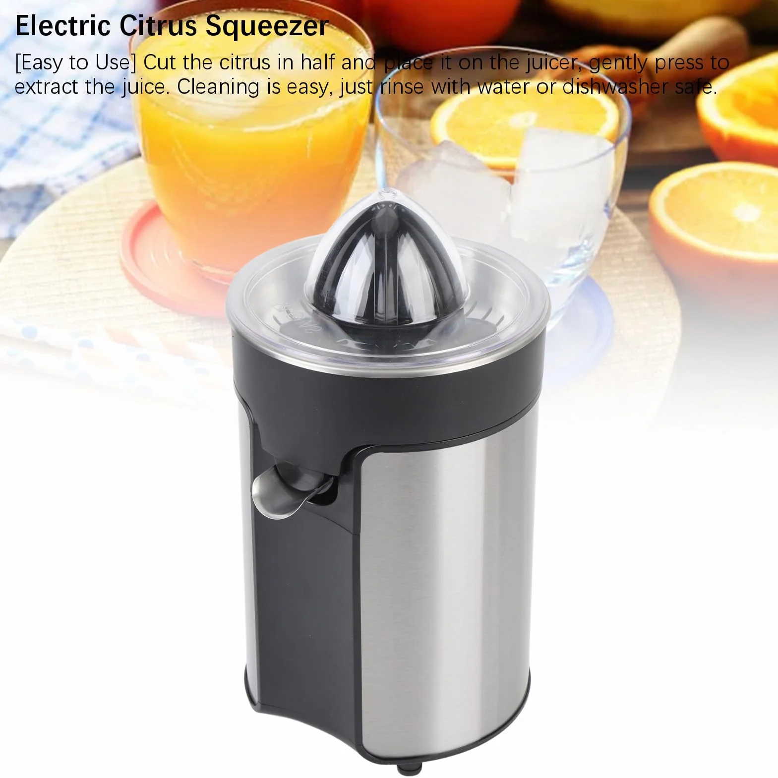 Luocute Exprimidor Eléctrico de Cítricos, Exprimidor Automático de Limón y Naranja con Potencia de 100W, Capacidad de 300ML para Casa, Apartamento, Dormitorio, Camping (Enchufe de la UE 220V)