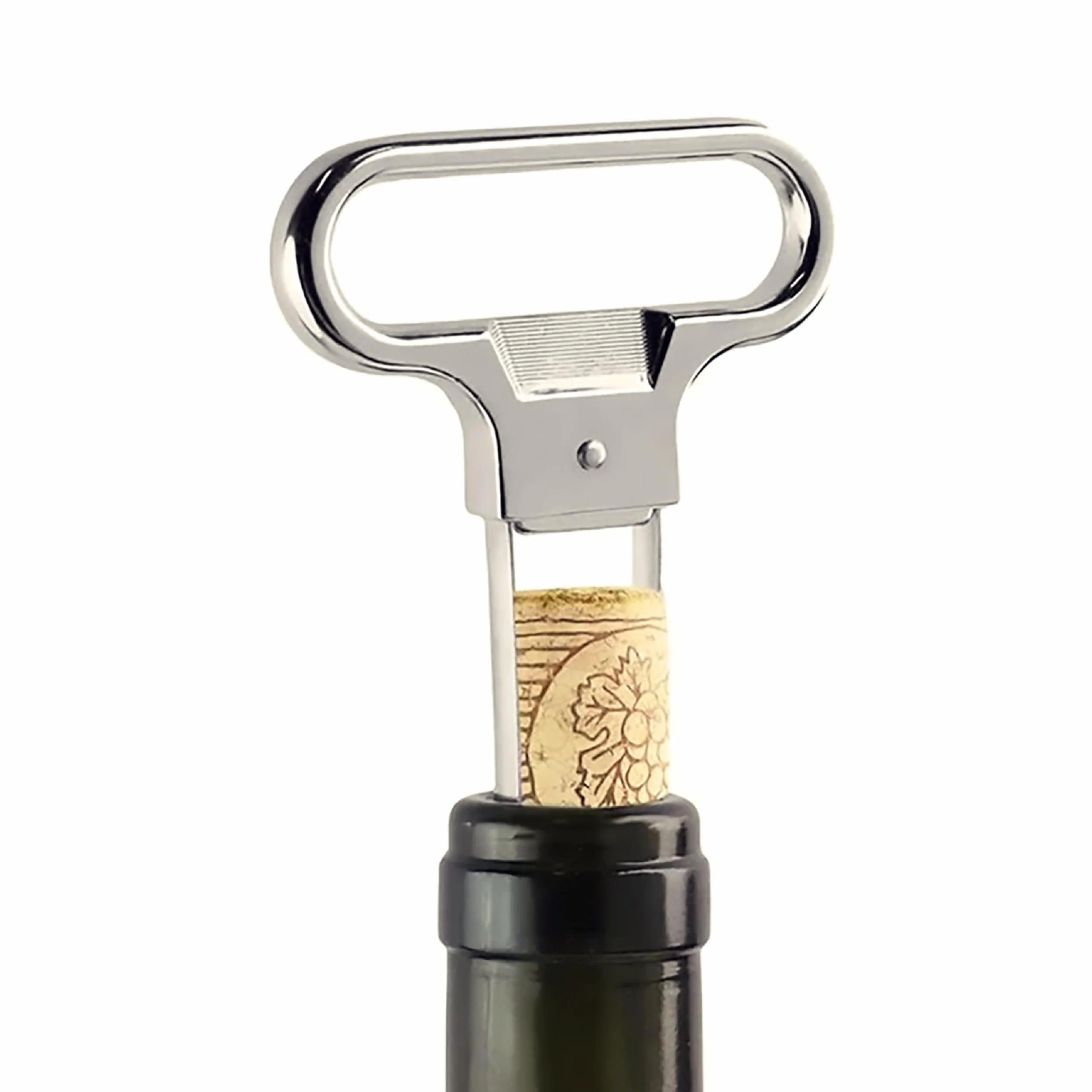 VINAK - Sacacorchos clásico de láminas | Abridor de vino de corchos viejos o rotos | Fabricado en acero cromado. Incluye estuche perfecto para regalo | Abrebotellas profesional
