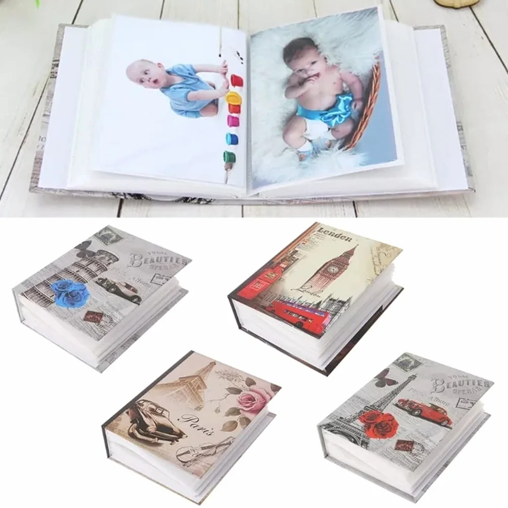 Álbum de Fotos, 100 Fotos, álbum de Fotos con Bolsillos, Libro de Fotos intersticiales, Estuche de Memoria para niños (Plata)