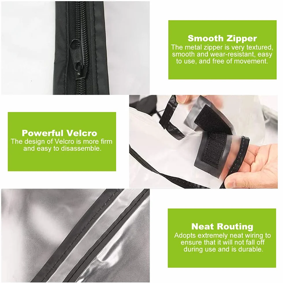 Fundas para Carritos de Golf Impermeable PVC con Cremallera Translúcido Capucha Portátil