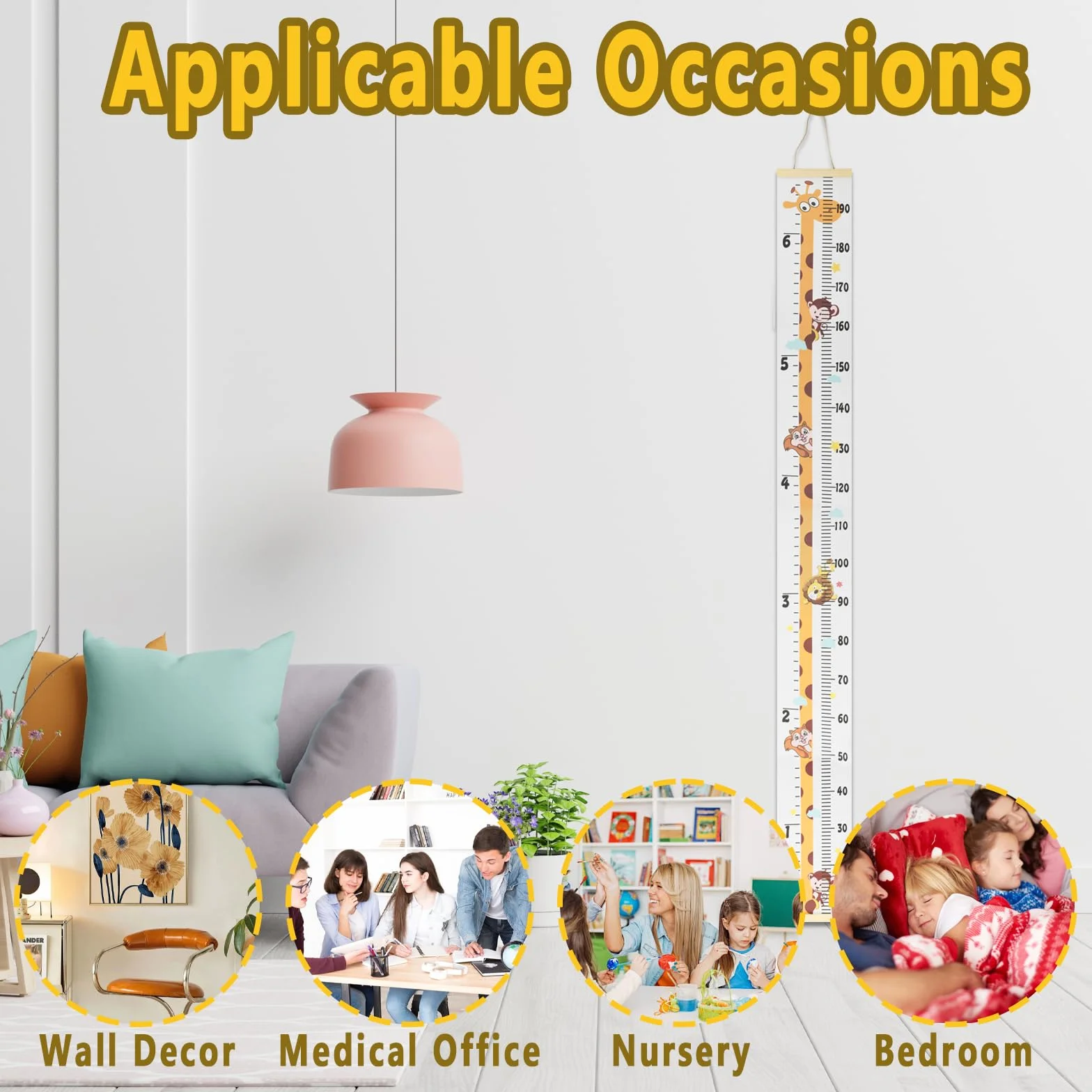 Bebé Gráfico de Crecimiento Altura Pared Regla Medidora Madera Animal Jirafa Tabla Crecimiento Infantil Extraíble Decorar Dormitorio