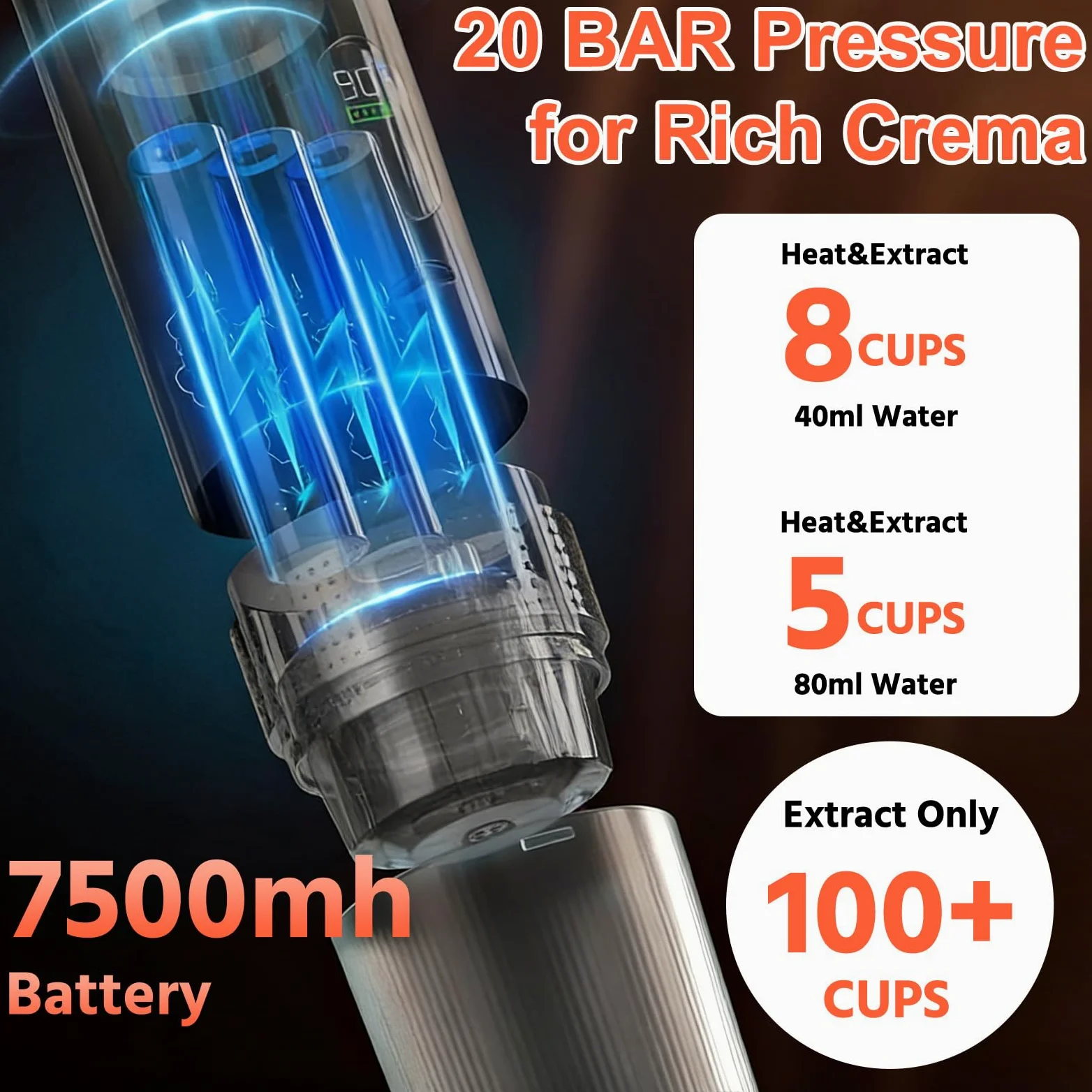 Mini cafetera de viaje 3 en 1 portátil con batería, máquina de café de viaje para coche, máquina de café espresso compatible con cápsulas y café molido para senderismo, oficina, autocaravana