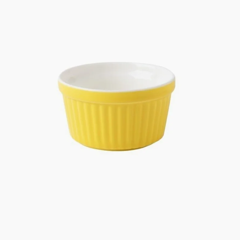 Juego de 6 tazas de porcelana for horno, for soufflé, for repostería y for helado, 240 ml(Yellow)