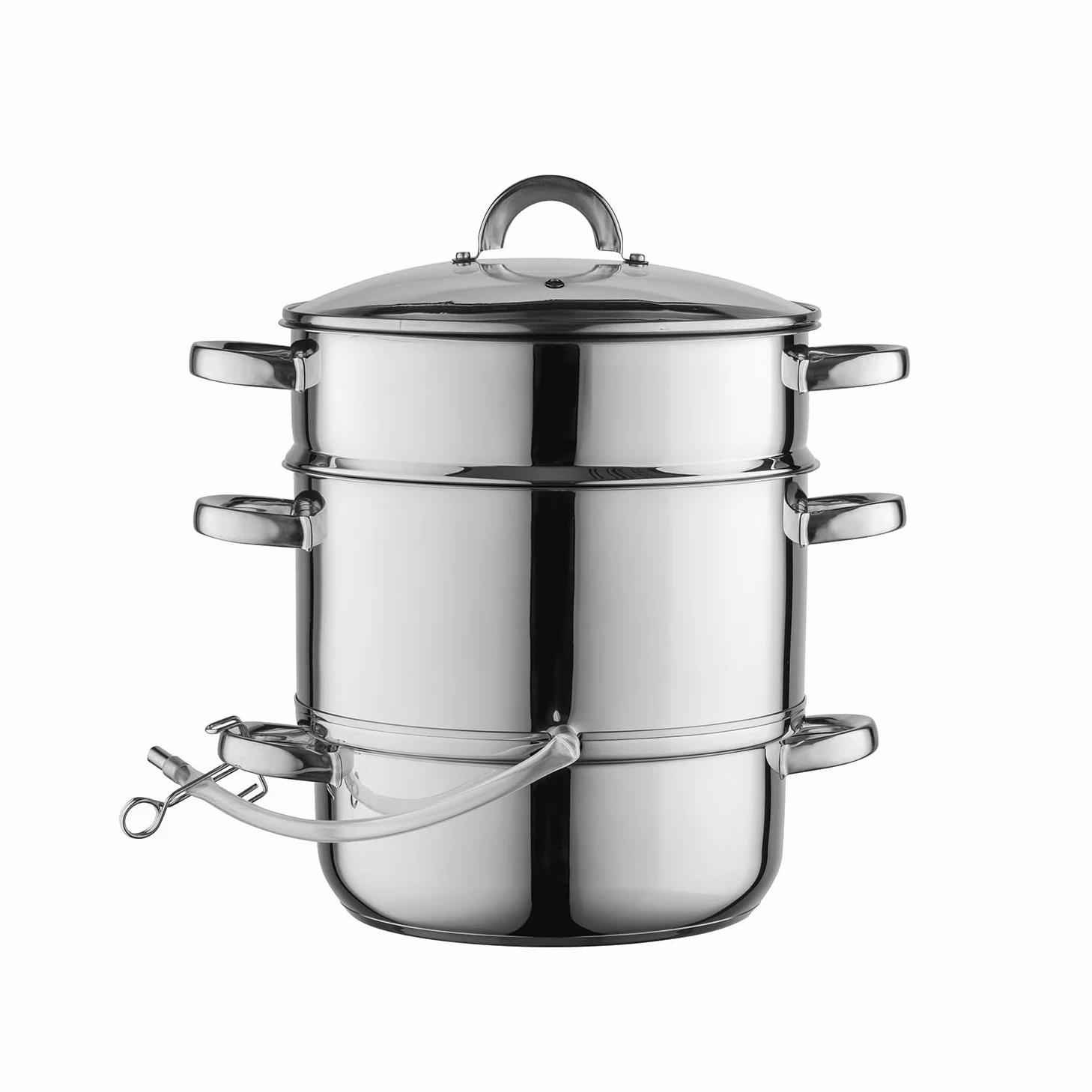 FLORINA Olla al Vapor Extractora de Jugos (7 l) I Extractor de Jugos por Vapor para Inducción de Acero Inoxidable FRUIT I Tapa de Vidrio I Capacidad de 10,5 l I Extraer Jugos de Frutas y Verduras