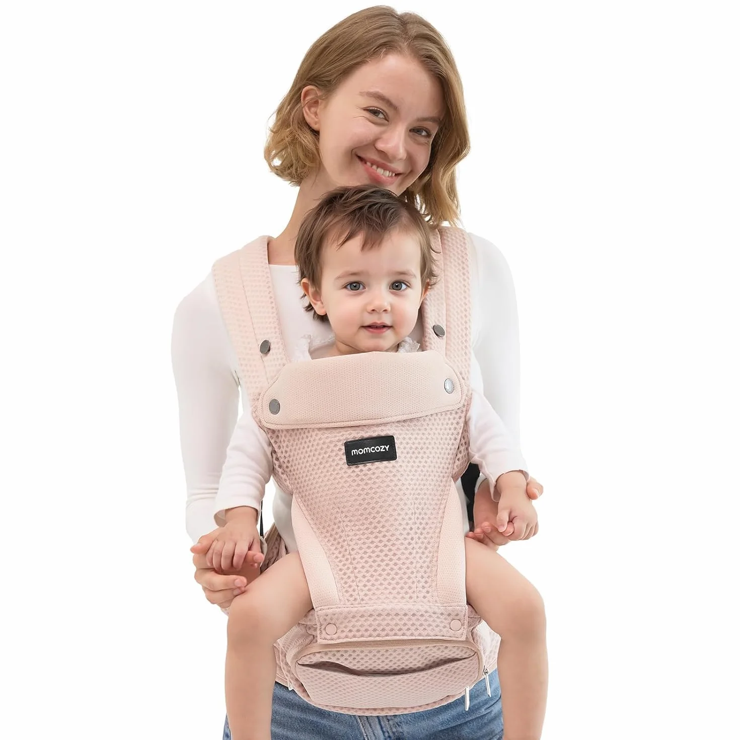 Momcozy Mochila Portabebés Ergonómica 2 en 1 con Asiento de Cadera Desmontable, Transpirable, Soporte Lumbar, hasta 20 kg