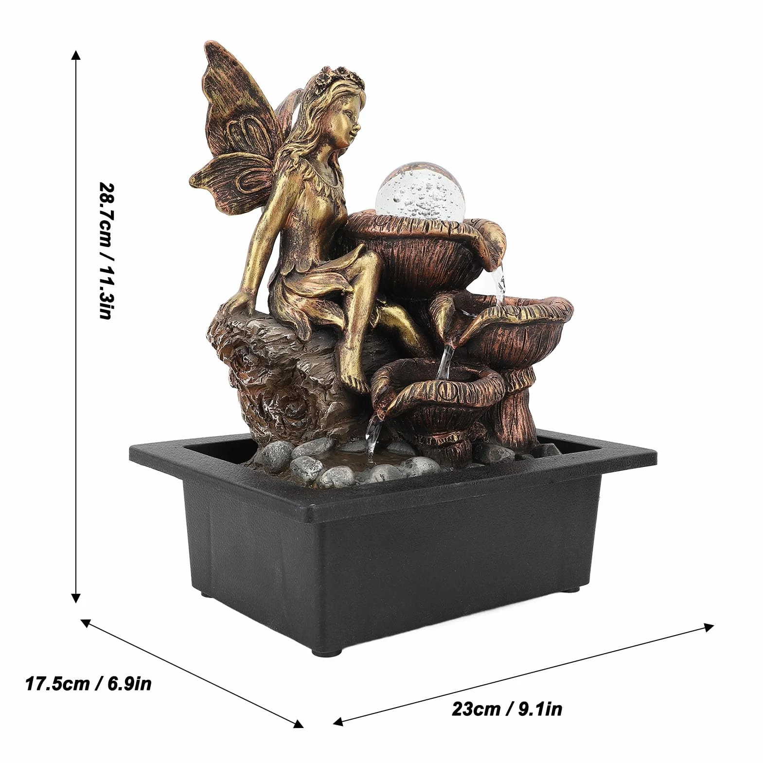 Fuente de Mesa Decorativa USB Bomba Silenciosa Luz LED para Sala de Estar, Fuente de Cascada de Escritorio Premium para Relajación