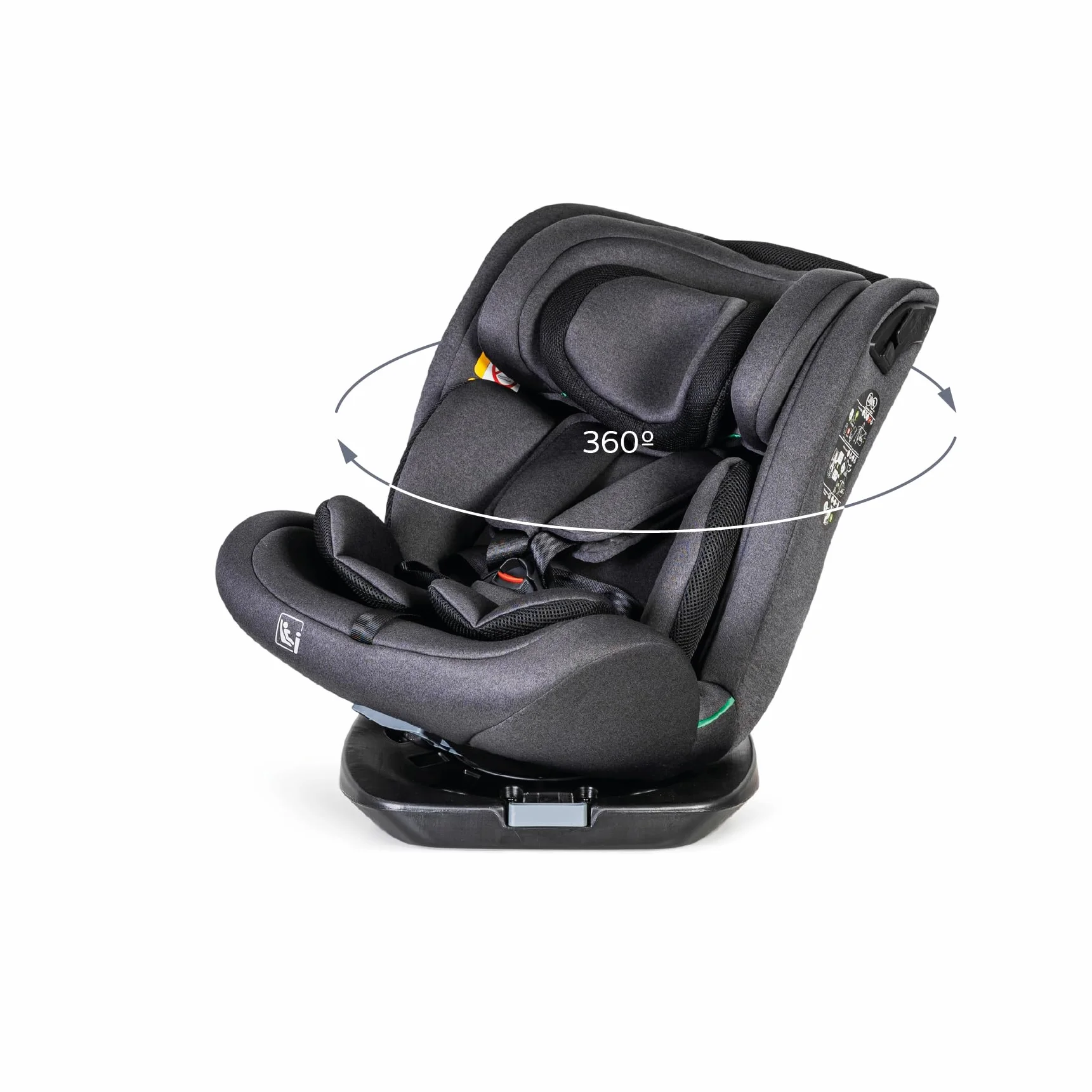 MS BabyWorld – CORFÚ – Silla de coche I-Size Grupo 0/1/2/3 | 40-150 cm | Isofix y Top Tether | Nacimiento a 12 años (0-36 kg) | A contramarcha hasta 18 kg | Giratoria 360º Universal