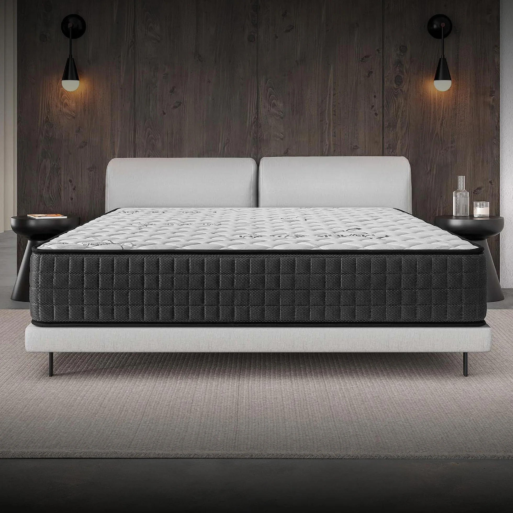 COSMOS - Gamma - Colchón 135x190 cm Núcleo Híbrido - 30 cm | Espuma HR y Blue Latex - Semifirme, Transpirable, Hipoalergénico, Ergonómico - Muelles Ensacados, Reversible