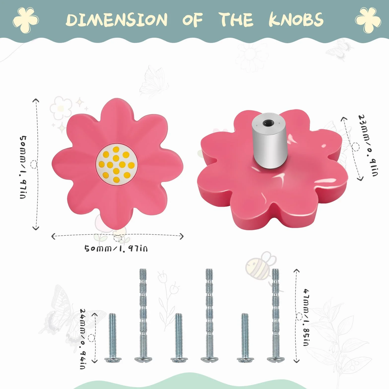 Juego de 6 pomos de goma suave para muebles de jardín de estilo místico, para niños, niñas, jóvenes, para armarios y cajones, para habitación de los niños, armarios, juguetes, color rosa