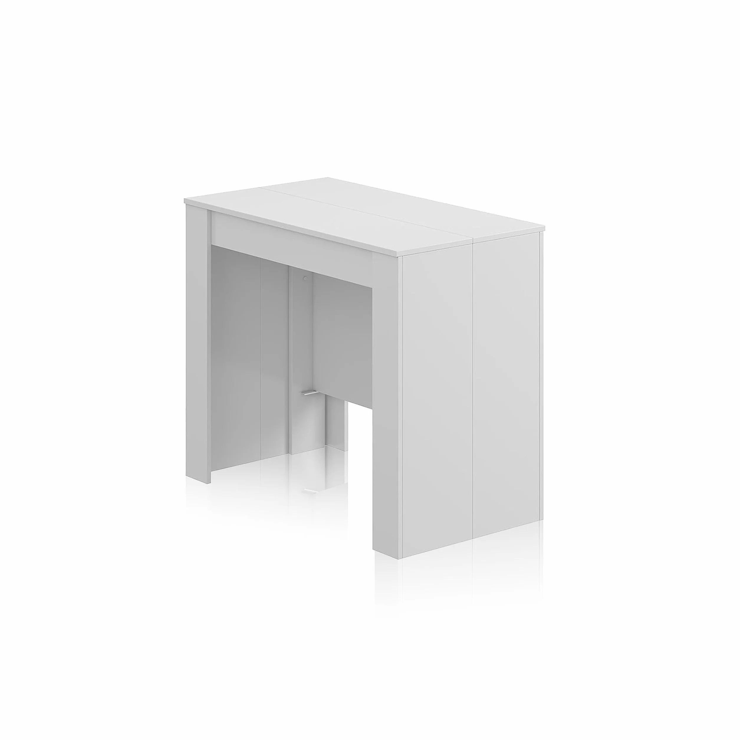 Habitdesign – Mesa Extensible para Comedor, Mesa Ampliable para Salón o Cocina - 5 Posiciones y hasta 10 Comensales - Blanco Brillo - 50-235x90x78 cm - Modelo Consola