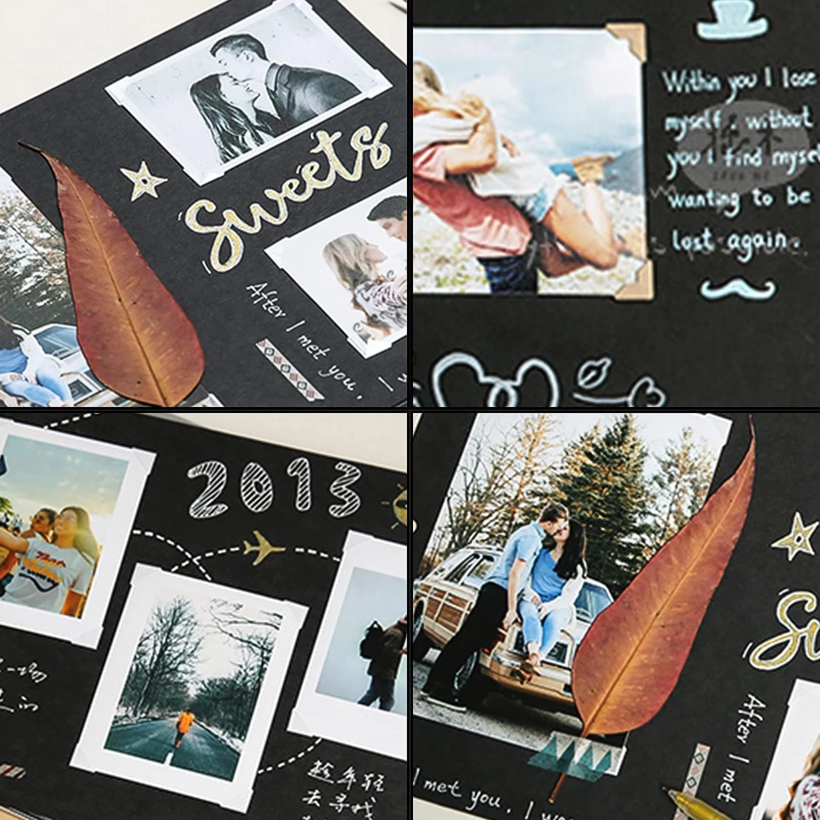 Álbum de Fotos de Bricolaje, Libro de Fotos A5 con 30 Páginas Negras, Álbum de Recortes Adhesivo en Blanco Album en Espiral para Bricolaje Aniversario Boda Regalo Cumpleaños Scrapbooking
