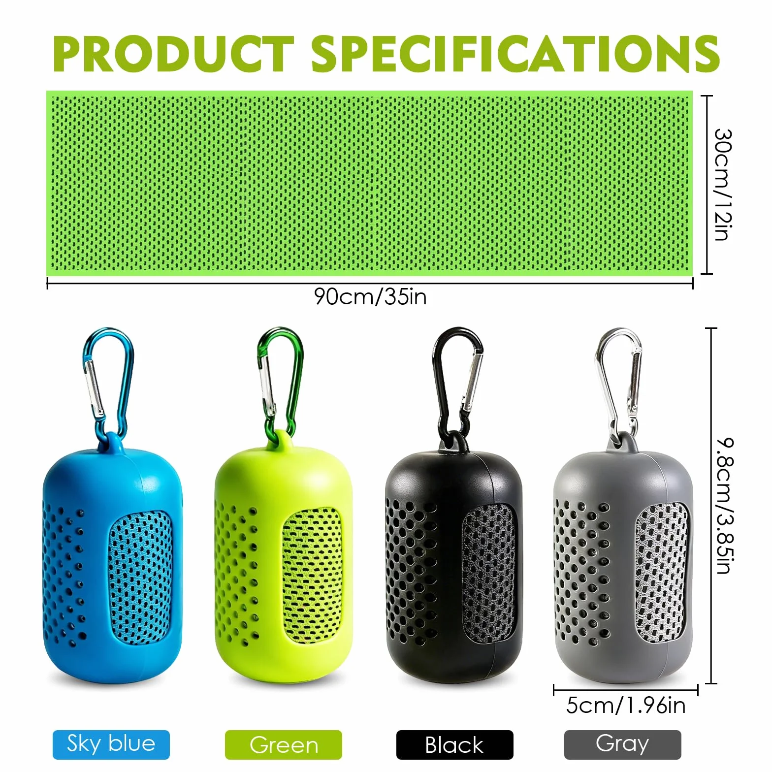 Toalla Refrescante 30x90 cm Microfibra Secado Rápido 4 Unidades con Funda